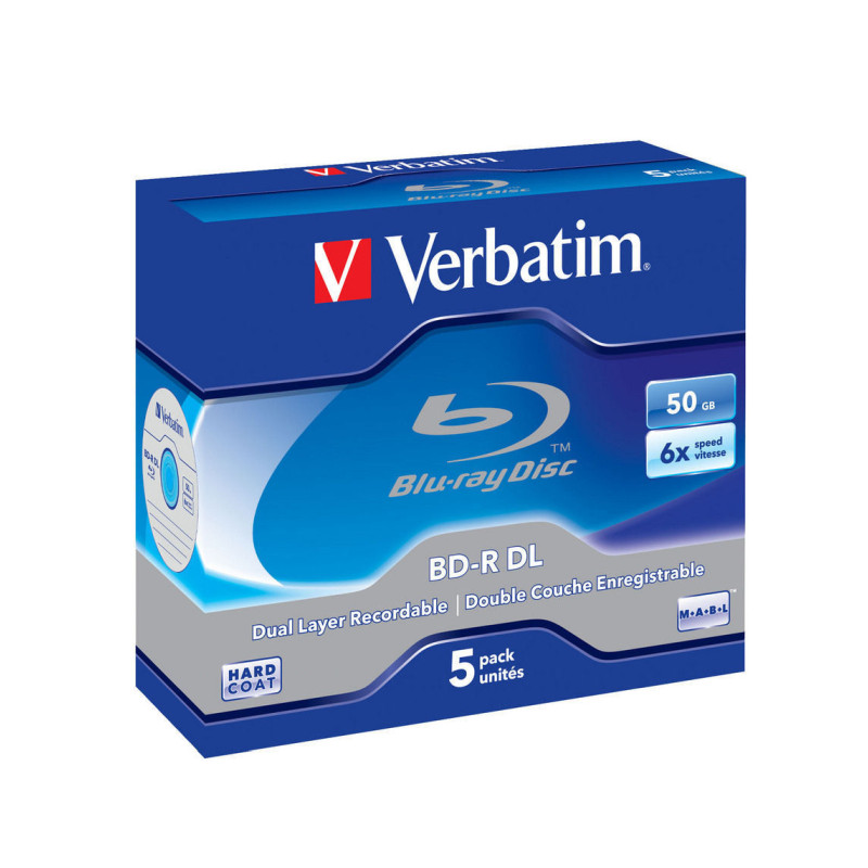 Blu-Ray Verbatim BD-R DL 6× 50GB Hard Coat Scratch Guard Plus 5 pack JC