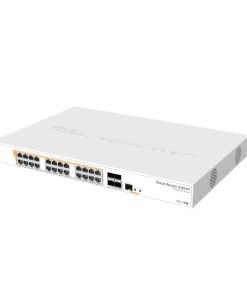 Mikrotik Cloud Router Switch CRS328-24P-4S+RM, 800 MHz CPU, 512MB RAM, 24×G-LAN (all PoE-out), 4xSFP+, RouterOS L5/SwitchOS (dual boot), 1U rackmount kućište, 500W PSU