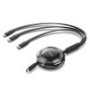 Vention 3-in-1 USB 2.0 Type-C Male to USB-C Male USB-C Male Lightning Male 5A Retractable Cable 1.1M Black