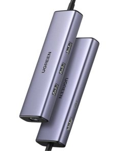 UGREEN 6-portni USB-C HUB USB-C 3×USB-A 3.0, 1×HDMI,1×RJ45,1×USB-C PD, sivi