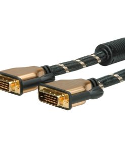 Roline GOLD DVI kabel, DVI-D (24+1) Dual Link, M/M, 1.0m, crno/zlatni
