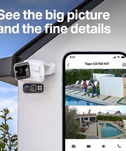 TP-Link Tapo C675D kamera + Tapo A202 Solar panel, 4K/8MP (3840x2160), 10000mAh punjiva li-lon bater, microSD, 6×Spotlights, detekcija pokreta, IP65, Dual Lens/Telephoto, Wi-Fi/Tapo app