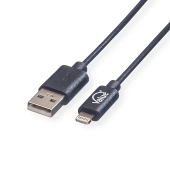 Roline VALUE Lightning na USB kabel za iPhone/iPad/iPod, 1.8m, crni