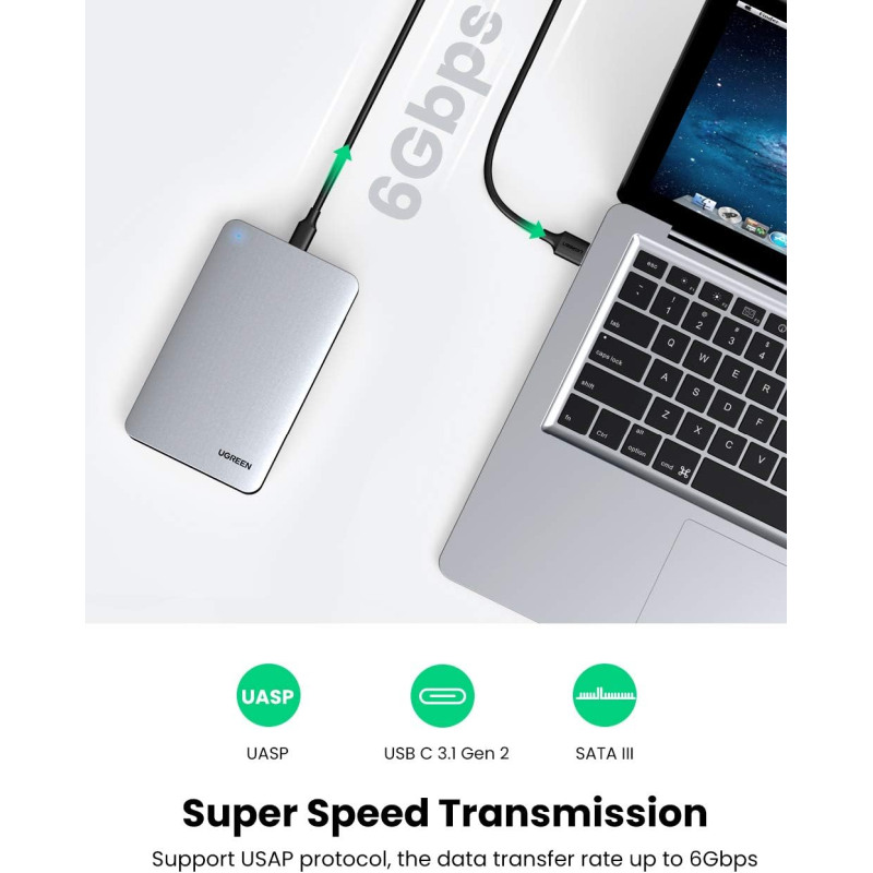 UGREEN vanjsko kućište, 2.5" HDD/SSD, SATA, USB-C 3.1