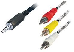 Transmedia Adapter Cable 4 way plug 3,5 mm to 3x RCA-plug, 2,0 m