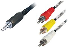 Transmedia Adapter Cable 4 way plug 3,5 mm to 3x RCA-plug, 2,0 m