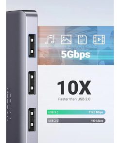 UGREEN 4-portni USB-A HUB, 4xUSB-A 3.0 + USB-C, sivi