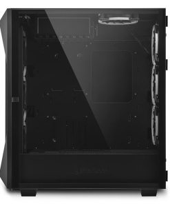 Sharkoon REV300 Midi Tower E-ATX kućište bez napajanja, prozirna bočna stranica, RGB ventilatori prednji 3×140/stražnji 3×120/gornji 1×120, crno