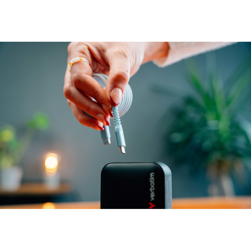 Verbatim Sync & Charge Magnetic kabel USB-C na USB-C, M/M, 100W PD3.0/QC3.0, plavi, 1.2m