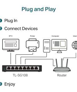 TP-Link 8-port Gigabit Desktop preklopnik (Switch), 8×10/100/1000M RJ45 ports, metalno kućište