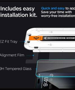 Spigen Glass tR EZ Fit, Transparency, zaštitno staklo za ekran telefona, 2 kom - iPhone 15 Pro (AGL06892)