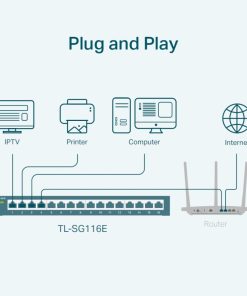 TP-Link 16-port Gigabit Easy Smart preklopnik (Switch), 16×10/100/1000M RJ45 ports, metalno kućište