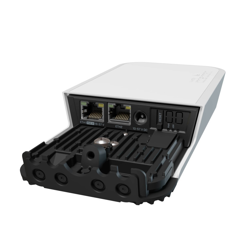 Mikrotik wAP ax (wAPG-5HaxD2HaxD), 800MHz (2 cores), 256 RAM, 128MB NAND, 2×GLAN, 2.4Ghz/5Ghz 802.11a/n/ac/ax, RouterOS v7, vanjsko kućište bijelo, PSU, PoE inj.