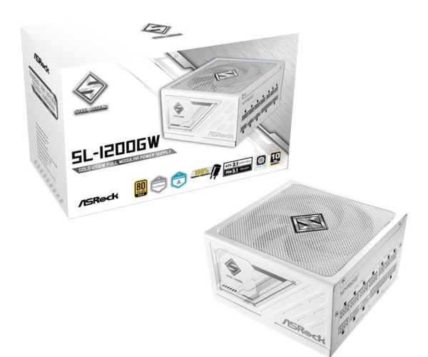 ASRock PSU Steel Legend SL-1200GW, 1200W, 80 Gold, Fully Modular, White