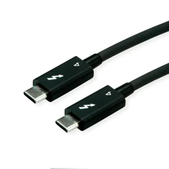 Roline USB-C Thunderbolt 4 kabel, 40Gbit/s, 100W, C-C, M/M, pasivni, 1.0m, crni