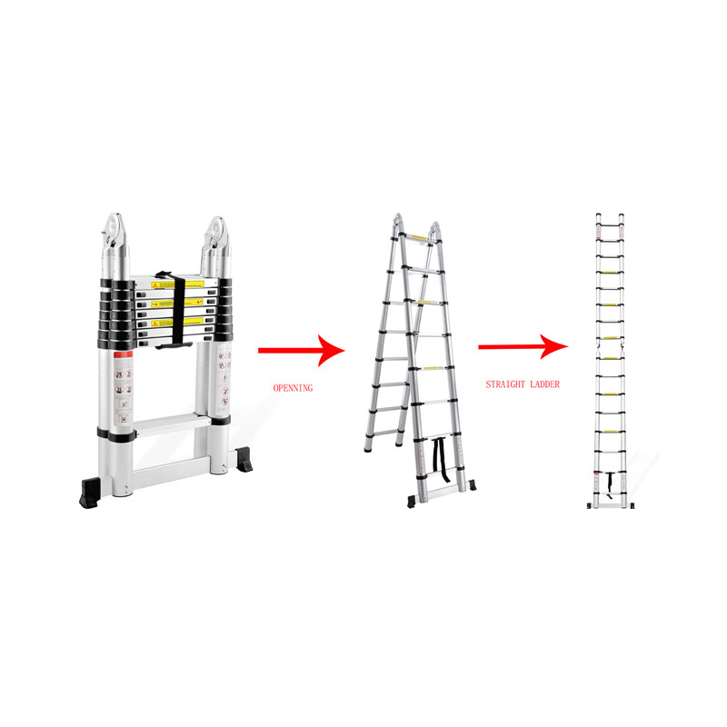 ProScope teleskopske ljestve (Preklopne) #DLT708F (2x8 stepenica / 237-500 cm) + stabilizator - PRO