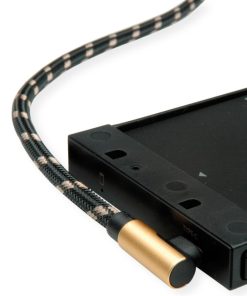 Roline GOLD USB2.0 kabel TIP A (M) - USB-C (M) kutni, 3.0m, crno/zlatni