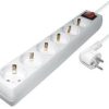 Transmedia 6-way power strip with Switch, white, 5m