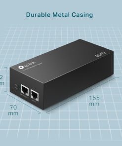 TP-Link PoE++ Injector Adapter, 1×Gbit PoE Port, 1×Gbit Non-PoE Port, 802.3at/af/bt, Data+Power po istom kablu do 100m, metalno kućište