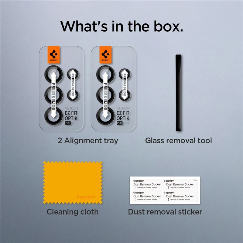 Spigen Glass EZ Fit Optik Pro, zaštitno staklo za kameru telefona, 2 kom, crno - Samsung Galaxy S23 Ultra (AGL05950)