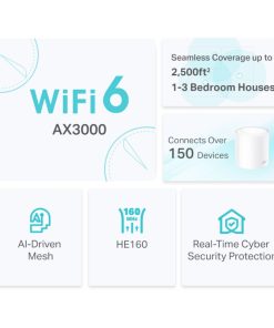 TP-Link AX3000 Deco X50, Dual-Band Mesh Wi-Fi 6, 574Mbps/2402Mbps (2.4GHz/5GHz), 802.11ax/ac/n/a/b/g, 3×G-LAN, Deco App