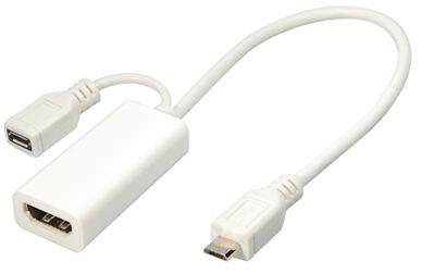 Transmedia Mobile High-Definition Link, MHL plug to HDMI jack and Micro USB B jack
