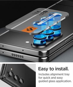 Spigen Glass tR EZ Fit Optik Pro, zaštitno staklo za kameru, 2 kom + okvir za instalaciju, crno - Samsung Galaxy Z Fold5 (AGL06524)