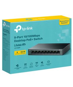 TP-Link 9-port Desktop preklopnik (Switch),9×10/100M RJ45 ports, 63W PoE, 8x port PoE+, do 250m PoE prijenos, Plug&play, metalno kućište