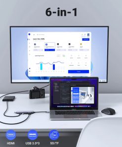 UGREEN 6-portni USB-C HUB 3xUSB-A 3.0, 1xHDMI 4K 60Hz, 1xSD, 1xTF, sivi