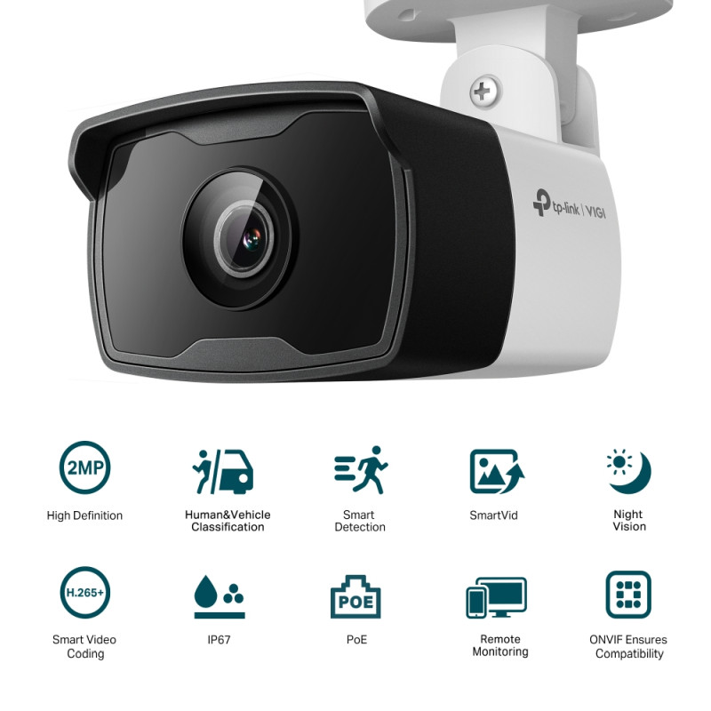TP-Link vanjska IP Dome kamera, H.265+ video, 3MP, 2.8mm leća, RJ45, PoE, Night Vision, detekcija pokreta, vodootporna IP67, VIGI app