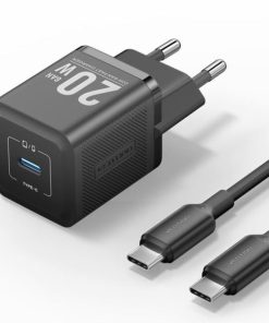 Vention 1-Port USB-C GaN Charger 20W with USB-C to USB-C Cable, 1m, Black