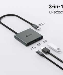 TP-Link 3-portni USB-C HUB 1xUSB-A, 1xUSB-C PD, 1x HDMI 4K 60Hz, crni