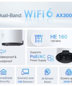 TP-Link AX3000 Deco X50-Outdoor, Dual-Band Mesh Wi-Fi 6, 574Mbps/2402Mbps (2.4GHz/5GHz), 802.11ax/ac/n/a/b/g, 2×G-LAN, IP65, Deco App