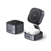 UGREEN 2in1 punjač, 15W, bežični, Qi2, za iPhone, AirPods Pro, sivi