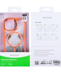 Rixus Classic 03 Case With MagSafe Compatible For Apple iPhone 17 Orange