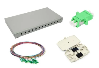 NFO Patch Panel 1U 19" Closed - Singlemode 12x LC APC Duplex Adapter Pigtail kazeta SET