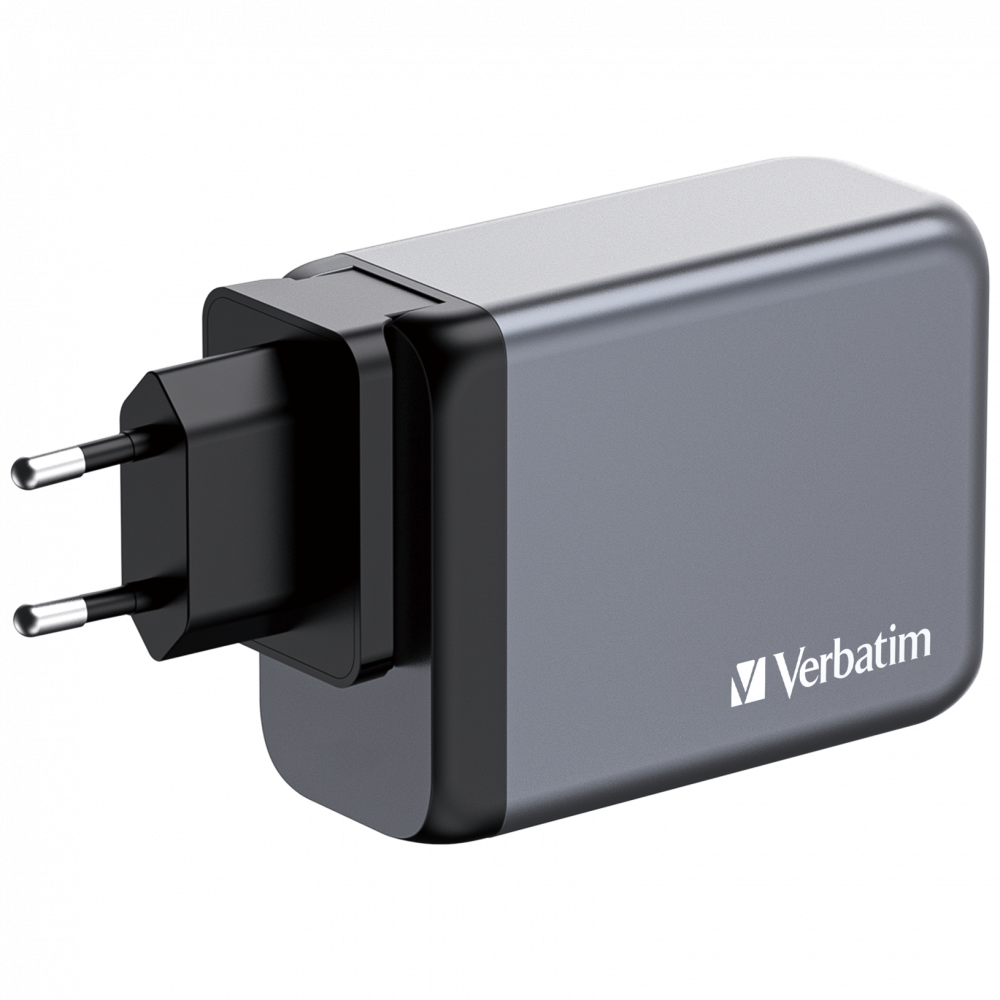 Verbatim GNC-200 GaN zidni punjač 200W, 4 priključka, 2×USB-C PD 100W / 1×USB-C PD 65W / 1×USB QC 3.0