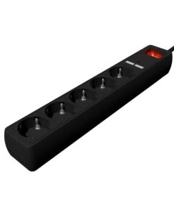 Gembird Power strip with USB charger, 5 sockets, 1.5 m, USB 2A, black