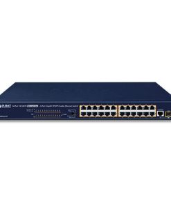 PLANET 24-Port 10/100BASE-TX 802.3at PoE + 1-Port Gigabit, TP/SFP Combo, Ethernet Switch
