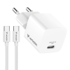 Verbatim Mini GaN punjač 20W PD3.0 s kabelom USB-C / C, M/M, 1.0m , bijeli