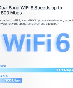 Mercusys Halo H60X(2-pack) AX1500 Whole Home Mesh WiFi 6, Dual-Band 300Mbps/1201Mbps (2.4GHz/5GHz), 802.11ax/ac/n/a 2.4 GHz - 802.11n/b/g 5 GHz, 5×G-LAN/WAN, Mercusys app