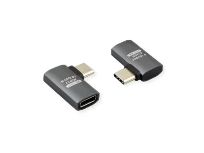 Roline USB4 Gen3x2 (40Gbit/s) adapter TIP C M/F, 240W (48V/5A), kutni, Alu, srebrni