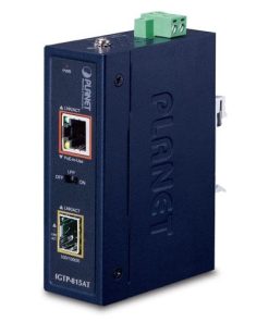 Planet Industrial Compact 100 1000-base Open Slot SFP to 1GbE RJ45 802.at PoE Media Converter (-40 to 75 C)
