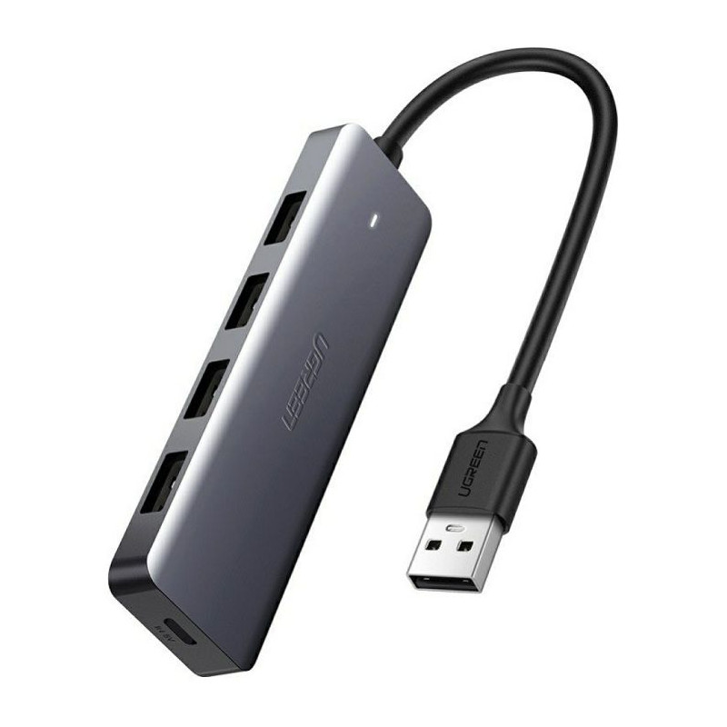 UGREEN 4-portni USB-A HUB, 4xUSB-A 3.0 + USB-C, sivi