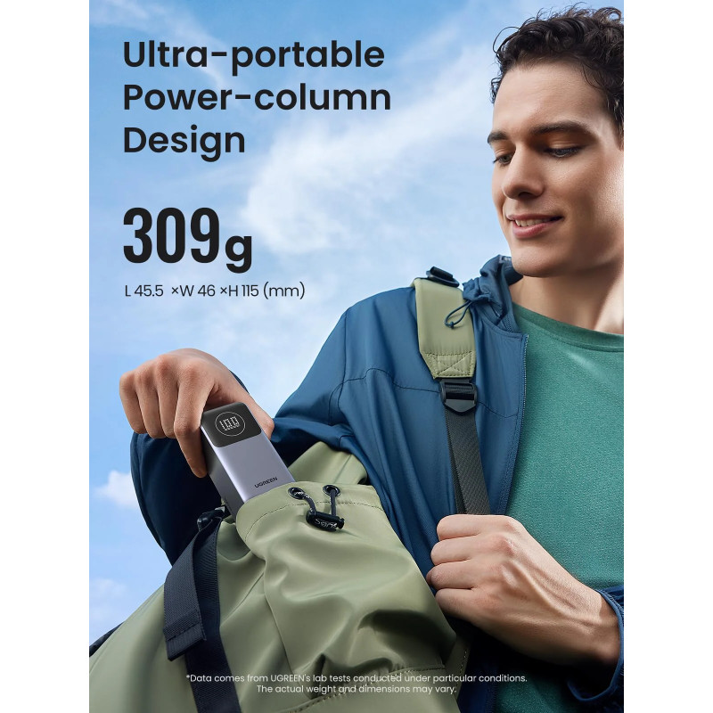 UGREEN Nexode prijenosni punjač (Powerbank) 12000mAh, 100W brzo punjenje, 1×USB-A/2×USB-C, PD3.0/QC3.0, sivi