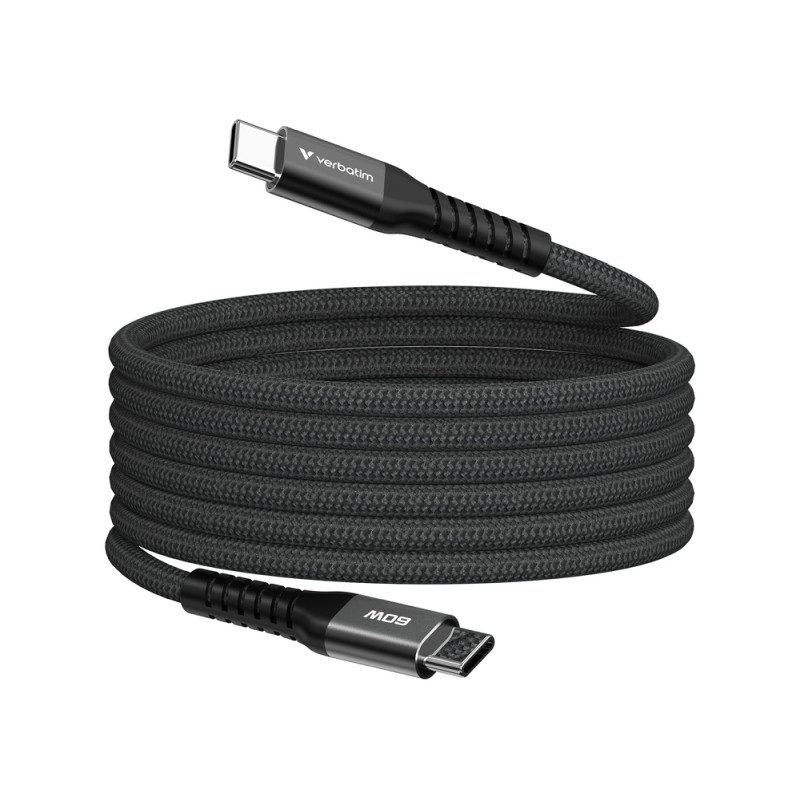 Verbatim Sync & Charge Magnetic kabel USB-C na USB-C, M/M, 60W PD3.0/QC3.0, crni, 1.2m