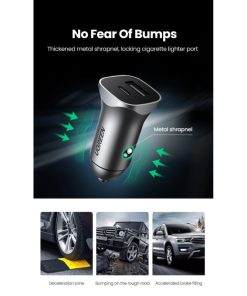 UGREEN auto punjač 30W, USB-C+USB-A, PD3.0/QC3.0, sivi