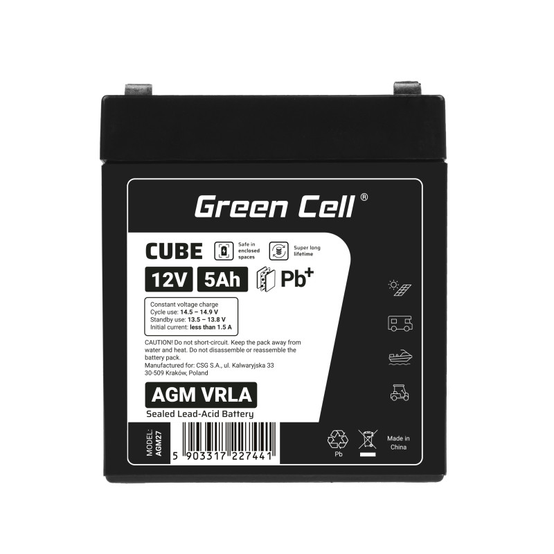 Green Cell (AGM27) baterija AGM 12V/5Ah
