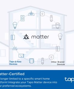 TP-Link Tapo Smart WiFi Plug Matter Standard, 2.4GHz, 802.11b/g/n, BT4.2, Tapo app, kontrola potrošnje energije, Timer/Schedule postavke, Glasovna kotrola Amazon Alexa/Google Assistant