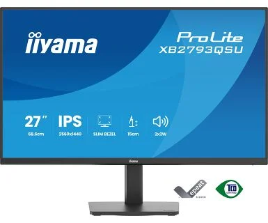 IIYAMA 27" XB2793QSU-B1 QHD (2560×1440) IPS, Pivot, 75Hz, 1ms, 350cd/m2, 1000:1, HDMI/DP, 2×USB, zvučnici